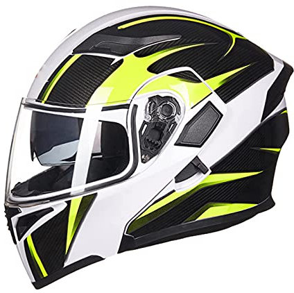 Integralhelme Flip-Up Mopedhelm Modular-Helm Rollerhelm Erwachsener Herren & Damen Klapphelm Sturzhelm Full-Face Motorcycle Helmet DOT/ECE-Zertifizierung Jet Helm,Gelb,XL
