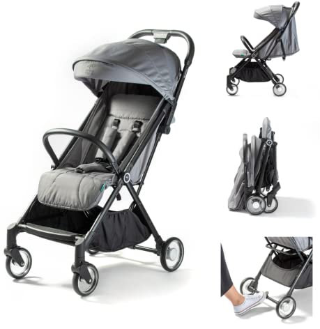 Urban Kanga Wallaby Reisebuggy Flugzeug Handgepäck Leichter und Kompakter Kinderwagen Buggy mit Liegefunktion (Grau Oxford-Stoff)