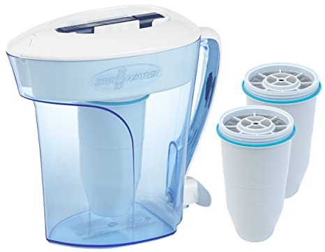 ZeroWater Vattenfilter, kombiset, 2,4 liter kanna med 3 filterpatroner och vattenkvalitetsmätare, BPA-fri, NSF-certifierad, perfekt för att minska kalk, bly och andra tungmetaller