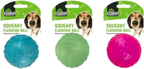 3 x 5,5 cm große, nicht quietschende LED-Blinkbälle, giftige Vinyl-Bälle, Kauspielzeug für kleine bis mittelgroße Rassen, entspricht den gleichen Sicherheitsstandards wie Kinderspielzeug