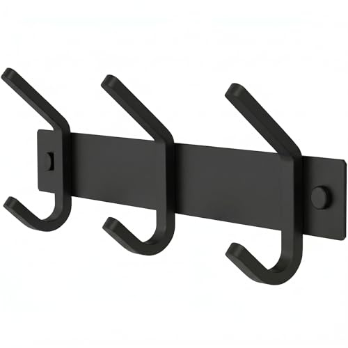 SAYONEYES Appendiabiti da parete con 3 ganci appendiabiti, 22,9 cm, in acciaio inox SUS304, finitura opaca, impermeabile, gancio da parete per bagno, cucina, ingresso (nero)