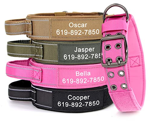 PET ARTIST Verstellbares Militär-Hundehalsband mit, reflektierendes taktisches Hundehalsband mit Kontrollgriff, robuste Metallschnalle für M & L Hunde