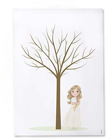 Mopec Fußabdruckfolie für Mädchen, Kommunion, Taube, 29,5 x 42 cm, weiß