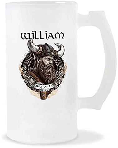 Planetee Chope de Bière William Design Viking | Verre à bière pinte Cadeau Apéro Humour alcool pour amateur de bière