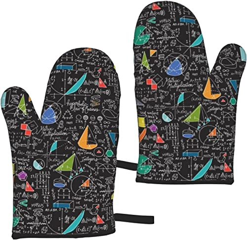 Topflappen,Mathematik zählt auf Schwarz,Topfhandschuhe Anti-Rutsch-Kochhandschuhe,Hitzebeständige Backhandschuhe EIN Paar