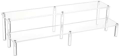 BENECREAT Acryl-Actionfiguren-Display-Riser-Ständer, 2-Stufiger Abgestufter Acryl-Aufsteller Für Präsentation von Geburtstags, Hochzeits, Party Und Dessertfiguren, 39.7x7.7x0.4cm