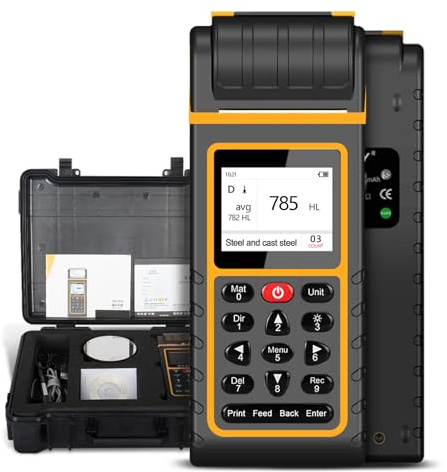 Tragbarer Härteprüfer 170 to 960 HLD Metallhärteprüfer mit Thermodrucker Durometer HL HRB HRC HB HV HS Handhärteprüfer with TFT Colour Display for Surface Hardness Testing, Leeb Härteprüfgeräte