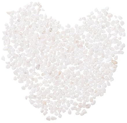 sourcing map 500g/1.1lb 3-6mm Decorative Glass Stones, Polished Gravel Marbles DIY Decor for Vase Filler Beads Crafts Fish Tank Aquarium Garden Decoration, White