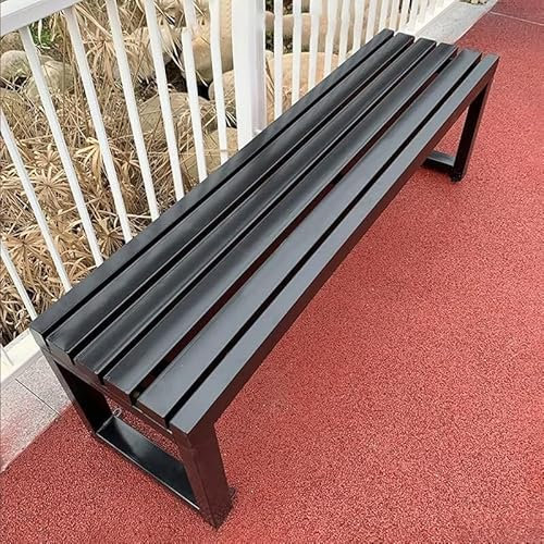 UWAHU Gartenbank Ohne Lehne, Gartenbänke Wetterfest, Gartenbank Holz 3 Sitzer, Gartenbank Modern, Gartenbank Ohne Armlehne, für Garten, Veranda, Terrasse, Park (Color : Schwarz, Size : 120cm/47.25in)