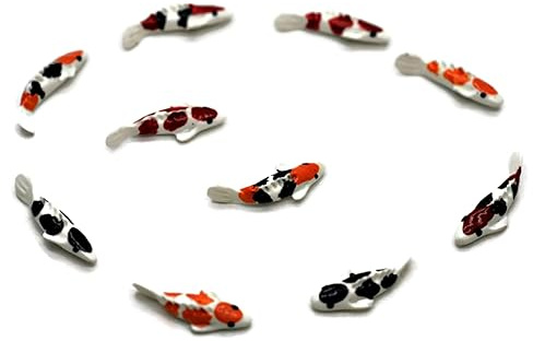 AIICraft Mini Koi Fish Figurines Garden 10 Mix Colorful Koi Fish Animal Figurine Garden Display Minimal Decoration