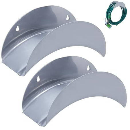 Relaxdays Support Mural pour Le Tuyau d’arrosage de 1/2 Pouces et 30 m, lot 2, métallique (Fer), Gris