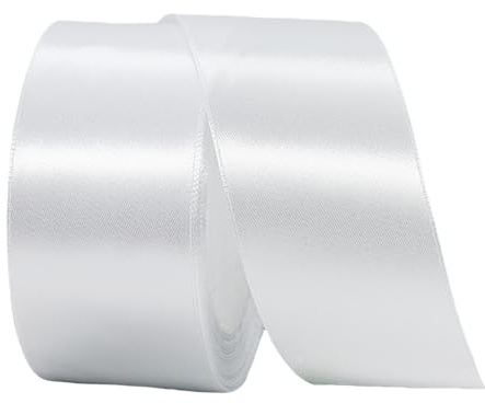 Satinband Weiß 40mm Breit Geschenkband Satin,22m Satinbänder Weiß Dick Schleifenband Dekoband Seidenband Geschenkverpackung Stoffband Geschenkbänder für Dekorieren Basteln Kleid Hochzeit Geburtstag