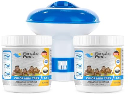 Dosierschwimmer klein 12,5 cm + 2X 576 g Mini Chlortabletten 3,6 g, schnell löslich, MiniPool, Splashpool