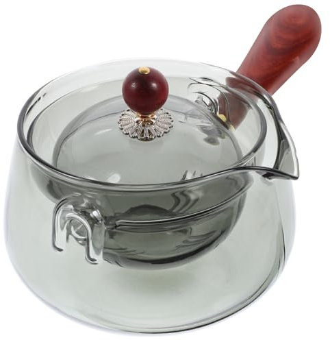 Hoement Glass Teapot with Infuser 500ml 360 Degree Rotating Gongfu Tea Pot Heat Resistant Borosilicate Glass with Wooden Handle for Loose Leaf Brewing and Household Use