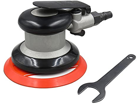 Dual Action Pneumatic Palm Sander 5 Inch Air Random Orbital Sander Heavy Duty Polisher for Woodworking Car Polishing Rust Removal