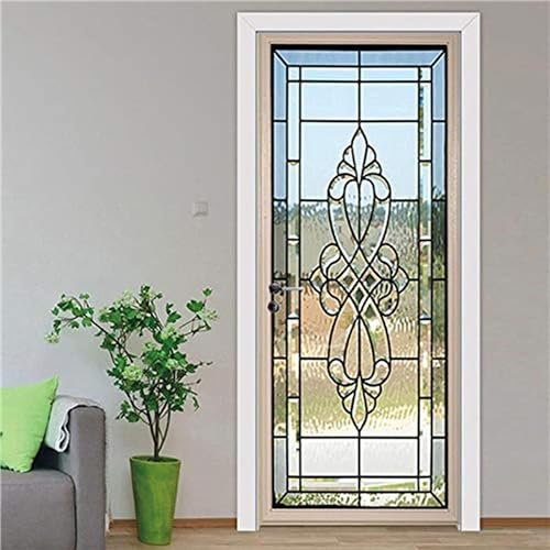Türtapete Selbstklebend Grünes Schwarzes Muster Türfolie Tür PVC Türtapete Selbstklebend Türfolien Abnehmbar Türposter Abziehen und Aufkleben Türaufkleber Wasserdichte 88x200cm