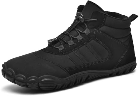 AONEGOLD Barfußschuhe Winter Damen Herren Traillaufschuhe Warm Gefüttert Winterschuhe Outdoor rutschfeste Wasserdicht Barfussschuhe(Schwarz 8188,Größe 39)