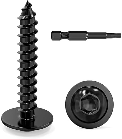 Dayalo 50 Stück Blechschrauben 4,2 x 25 mm, Flachkopf mit Scheibe Torx | Edelstahl A2 V2A, Schwarzes Oxid, Holzschrauben Selbstschneidend für Blech, Holz und Kunststoff, mit Schraubendreher Bit