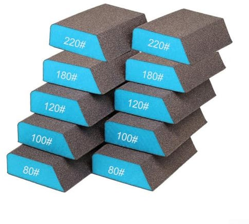 10 Stück Schleifschwamm, waschbar und wiederverwendbar Schleifblock 80/100/120/180/220 Körnung Schleifpapier Sortiment für Holz Trockenbau Metall Gläser Schleifpapier Block Schleifpapier Ziegel