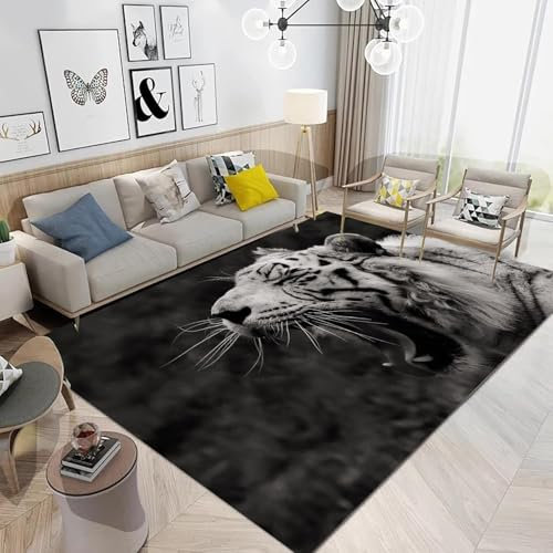 Bettvorleger 3D-Illusionsteppich Kleiner Teppich Wildtier-Tiger Teppich,Schlafzimmerteppich,Jungenteppiche Für Schlafzimmer,Wohnzimmerteppich 100 X 150 cm - Leicht Zu Reinigen-6760675