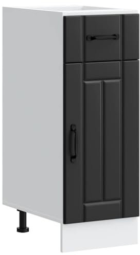 vidaXL Kitchen Base Cabinet Lucca - Engineered Wood, Black, 30x46x81.5 cm