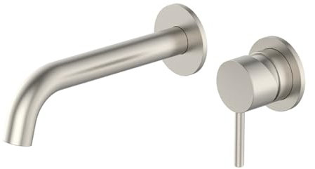 BiaoTeng Bathroom Sink Taps Mixers Wall Mounted 2 Holes Hot and Cold Brass Single Handle Concealed Bathroom Basin Mixer Tap Brushed Nickel