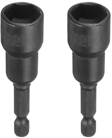 sourcing map 2 punte magnetiche da 13 mm esagonali in acciaio CR-V per trapano a bussola con attacco esagonale da 1/4 a cambio rapido per trapani elettrici, avvitatori a percussione, colore nero
