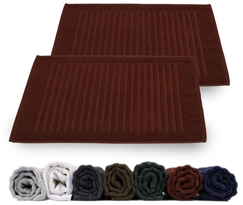 Rinsl Lot de 2 tapis de bain - En coton éponge - 700 g/m² - Séchage rapide - Lavable en machine - Rouge foncé (rouge bordeaux, 50 x 70 cm)