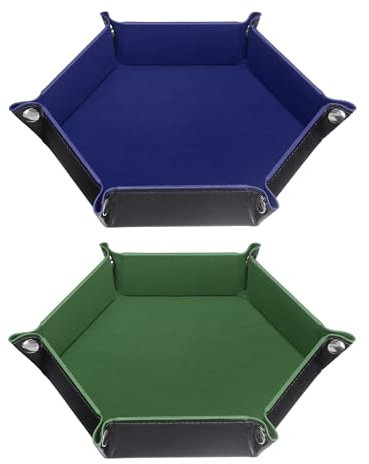 QUARKZMAN 2 Stück Schlüsselschale 17,5cm - Wasserfestes Premium-PU-Leder, Samtfutter, Universell Schmuckschale Für Handys, Schlüssel, Schmuck und andere Kleinigkeiten, Armeegrün, Dunkelblau