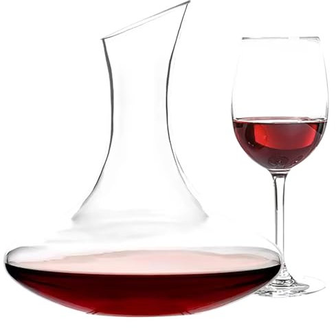IlGruppone Decanter per Vino in Vetro Molato 1.5 Litri Elegante Ampia Capienza Certificato Contatto Alimentare Ideale Anche per Acqua Bibite Caraffa Trasparente Travaso Vigno