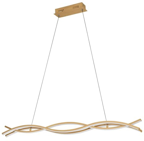 EGLO LED Hängelampe Lasana 4, wellenförmige Pendelleuchte über Esstisch | Esszimmerlampe aus Metall in Holz-Optik, warmweiß