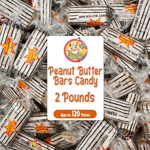 Peanut Butter Bars Candy, Individually Wrapped, Bulk 2lb, Gluten-Free | Approx. 120 Individually Wrapped Pieces of Handcrafted Peanut Butter Bars, Gluten-Free, Made in the USA