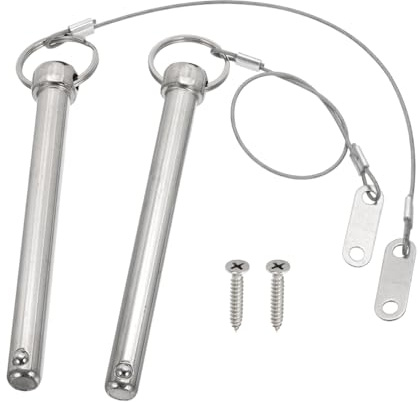 PATIKIL Perno A Sgancio Rapido Diametro 1/2 Con Cordino Colore Argento | Lunghezza Effettiva 4.7(120mm, Perno Bimini Top In Acciaio Al Carbonio, Per Hardware Nautico Barche