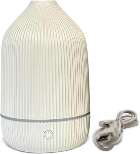 Essential Oil Diffuser - Aroma Diffuser Auto Shut-Off LED Light Cool Mist Air Humidifier - Indoor Fragrance Oil Aromatherapy for Home Office Bedroom Kitchen (White)