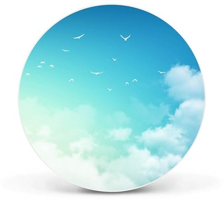 banjado Magnettafel Ø 47cm Weiß - Magnetwand aus Metall - Magnetpinnwand als Memoboard - Pinnwand Magnettafel Küche, Büro, Kinderzimmer inkl. 4 Magnete & Montageset - Wolken 8