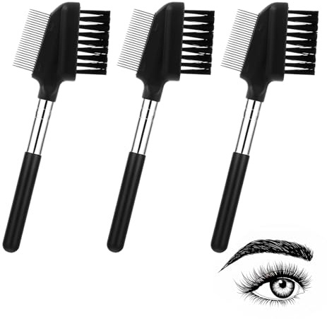 3er-Pack Augenbrauen Bürste, Wimpernkamm aus Metall mit Grobem und Feinem Haar, Langlebiges Augenbrauen Bürste Werkzeug für Präzises Styling, Make-Up Applikator für Frauen & Profis