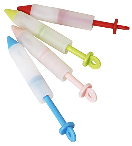 Zerodeko 4Pcs Silicone Cake Decorating Pens Set Squeeze Cream Pens for DIY Baking Food Writing and Jam Decorating for Cake and Dessert Decoration