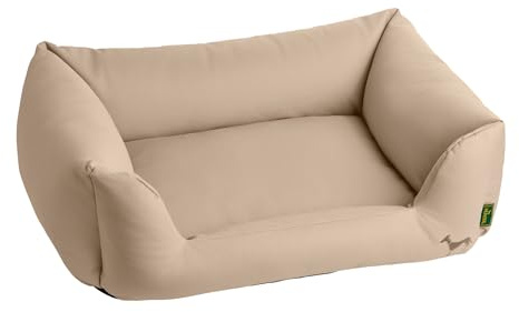 HUNTER Orthopädisches/Ergonomisches Hundesofa LIVO, Farbe: beige, für Hunde mit Gelenk- und Rückenproblemen, mit Memoryschaum-Flocken, weich, elegant, Rutschhemmend, Made in Europe, Größe: S