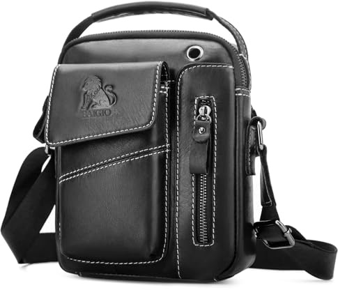 BAIGIO Bolso Hombre Bandolera de Piel Bolso Mano Hombre Vintage Bolso Hombre Pequeño Bolso de Hombro Bolso de Cartera para Negocios, Trabajo, Viaje, Vida Cotidiana