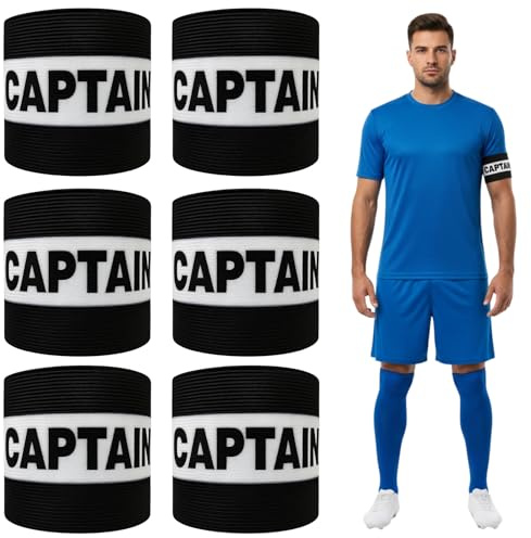JNGTKL 6 Pcs Black Striped Football Captain Arm Bands, Captains Armband, Kids Captain Armband Football, Team Leader Sleeve Badges for Youth Sports