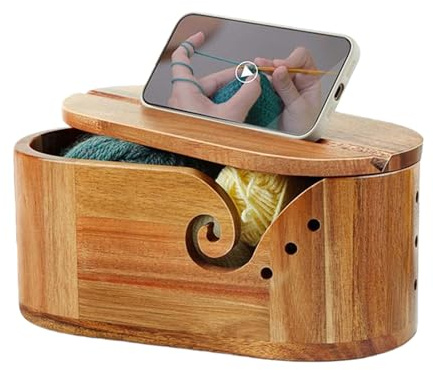 Cuenco de | Cuenco para manualidades | Cuencos de de madera con tapa | Lo mejor e ideal para acolchar, tejer, tejer, hacer ganchillo, manualidades, estudio en casa, solución para
