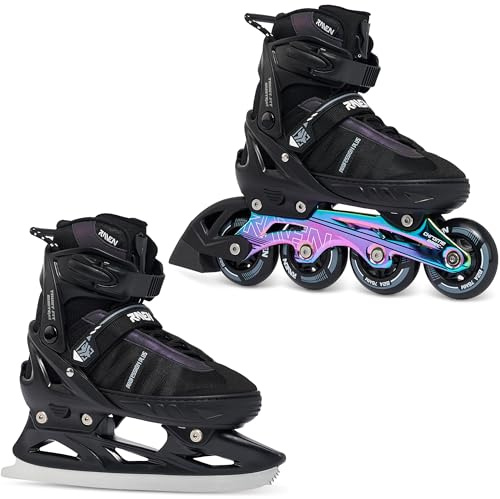 RAVEN Profession Inlineskates Inliner für Kinder und Erwachsene OPTIONAL 2in1 mit Schlittschuhen verstellbar