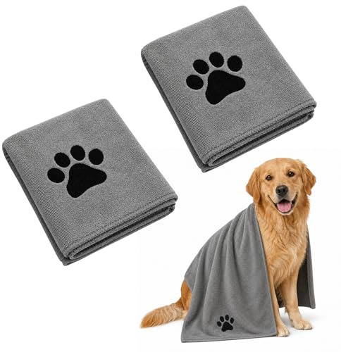 soodyoow 2 Piezas Toallas para Mascotas, 50x100 cm Toalla Perro Secado Rapido, Toalla para Perros, Suaves y Duraderas para Secado Rápido de Perros y Gatos, Lavable a Máquina