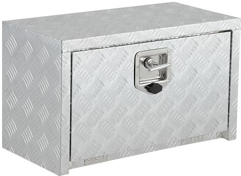 Garvee Underbody Truck Box, Pickup Storage Box, Heavy Duty Aluminum Diamond Plate Tool Box with Lock and Keys, Waterproof Trailer Storage Box Tool Organizer Underbed of Truck, Trailer, Pickup, RV