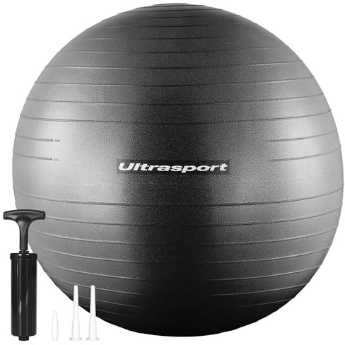 Ultrasport Gymnastikball 55cm, Yoga Ball, Fitnessball I Bis 300 KG, rutschfest, Anti-Burst-Technologie I Pezziball für Schwangerschaft, Fitness, Gymnastik, ergonomischer Sitzball für Büro Beige