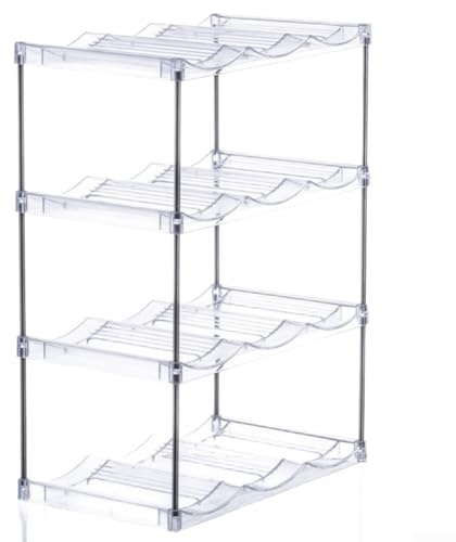 GLFLOW Soporte para botellas, almacenamiento de botellas de agua, estante acrílico apilable para armario de cocina y refrigerador, organizador transparente de 3 niveles (B)
