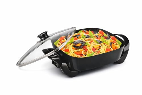Pizzapfanne Zeybeks Elektrisch Partypfanne Elektropfanne 30x30cm mit Glasdeckel (30x30cm)