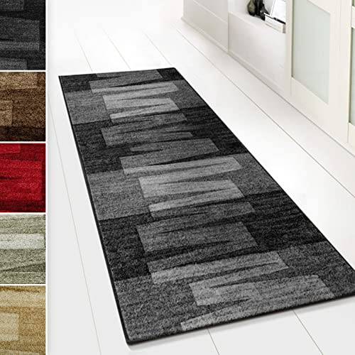 Floordirekt Läufer Teppich Brücke Teppichläufer Veneto (Anthrazit, 80 x 500 cm)