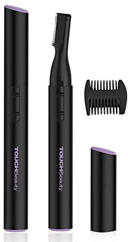 TOUCHBeauty Augenbrauentrimmer Elektrischer Korrekturtrimmer Kabellos für Damen,Augenbrauenrasierer Augenbrauenschneider Präzisionstrimmer mit Führungskamm, Batteriebetrieben, Schwarz AG-815B