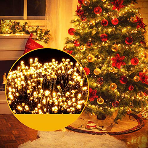 Ulinek 2000 LED Christmas Fairy String Lights Outdoor, 50M Warm White Christmas Light Decoration Plug in Ambiance Lighting IP44 8 Modes Cluster Lights for Xmas Tree Garden Patio Balcony Bedroom